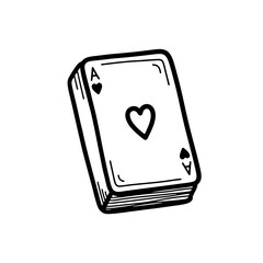 Simple black and white illustration of an Ace of Hearts playing card.