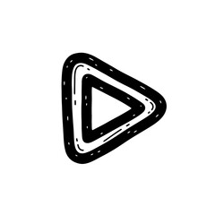 Black and white play button icon with road texture.