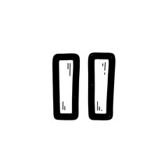 Two black and white rectangular frames with exclamation marks.