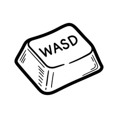Simple black and white illustration of WASD keys on a keyboard.