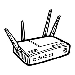 Wireless router with multiple antennas and ethernet ports.