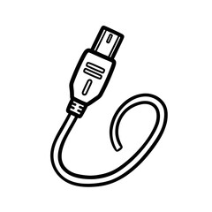 Simple black and white illustration of a USB cable.
