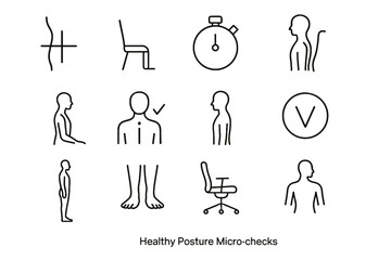 Timer motion curve depth posture vector icons balance healthy axis icon check