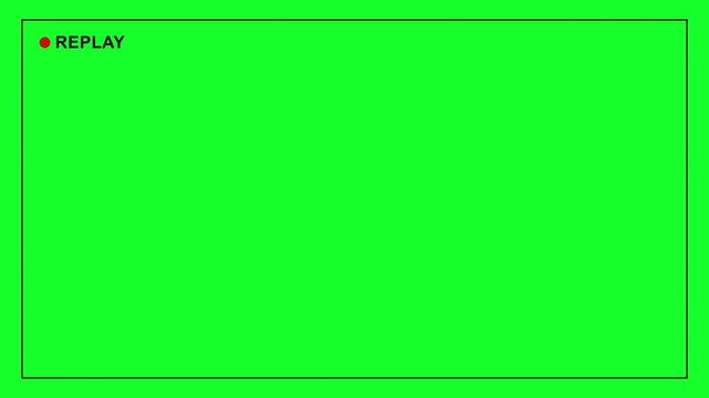 Video camera replay screen animation on a green screen background. Ideal for video editing, cinematic overlay 4K Video