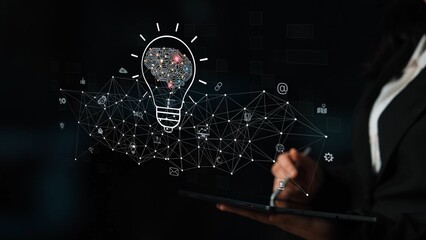 AI innovation with neural network and digital transformation. AI innovation drives automation, powers ideas, AI innovation enhances SEO, and AI innovation enables global connection. Marrow
