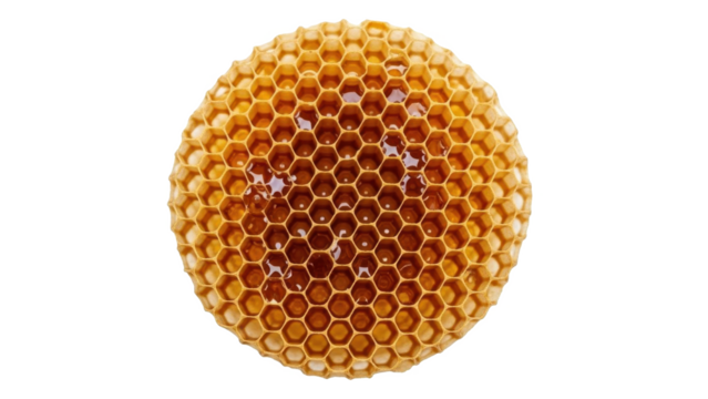 Honeycomb ball with golden honey cells isolated on transparent background - Powered by Adobe