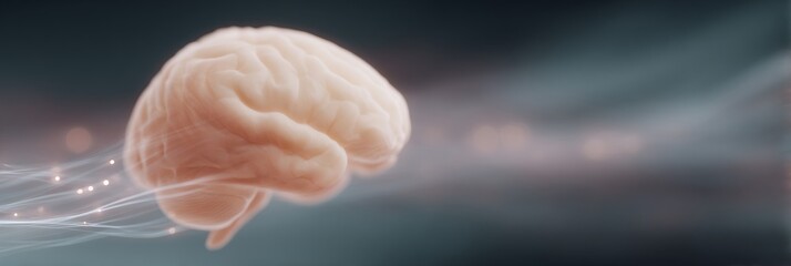 Brain is shown in a blurry image with a blue background