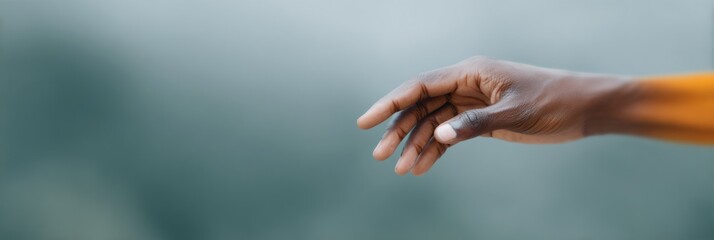 Hand is shown in a blurry image with a blue background