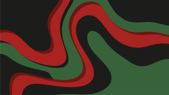 Abstract African Headwrap Gele Curves Background in Red Black and Green