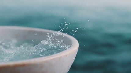 Bowl of water with a splash of water on top