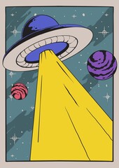 Psychedelic trippy vintage retro poster frame illustration © Jamal