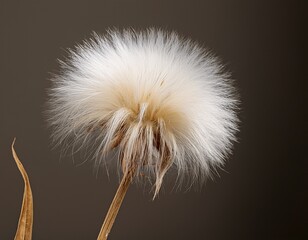 Fototapeta premium close up of a fluffy seed head off white on stem