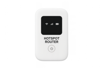 Portable internet hotspot router providing wireless connection on transparent background