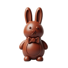 Obraz premium Delicious 3D rendered chocolate Easter bunny with a charming bow tie, perfect for holiday celebrations and sweet treats, isolated on transparent background.