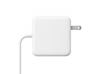 White power adapter charger with cable on transparent background
