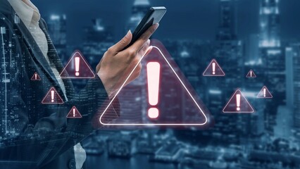 Cybersecurity alert warning showing red cyber for data breach, network threat, and cyber security system vulnerability with emphasis on security risk, caution, digital protection Marrow