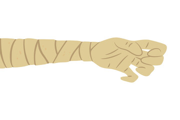 Zombie Hand, Vector Illustration. Creepy Zombie Arm with Bandage Wrap Vector Illustration. Horror Monster Hand Reaching Forward. Halloween Zombie Hand Icon Isolated. Zombie, Spooky Design Template