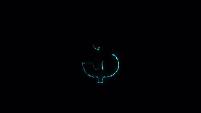 Dollar icon animation, glowing electric dollar sign, financial and wealth concept symbol on black background. Electro dollar icon.