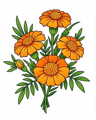 a bouquet of marigolds illustration 
