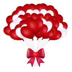 lots of balloons and a red bow without a background