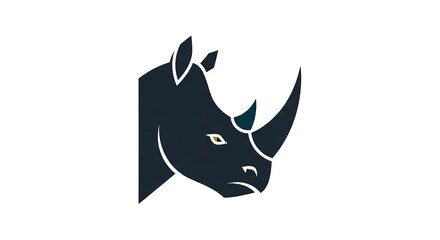 Minimalist Rhino Head Silhouette Icon Vector Art.