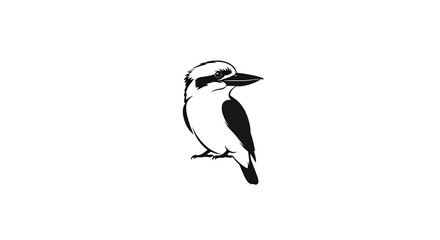 Obraz premium Minimalist Line Art Illustration of a Kookaburra Bird Perched.