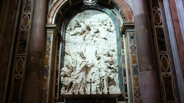 colossal marble relief by alessandro algardi titled meeting leo i attila housed saint peter's basilica historic encounter of and vatican city artistic masterpiece 