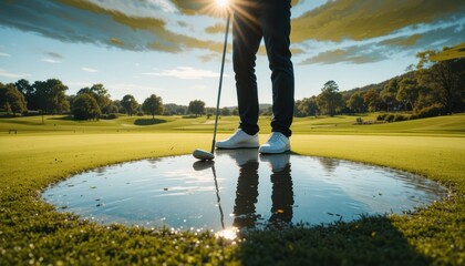 Golfer's Reflection on a Sunny Course