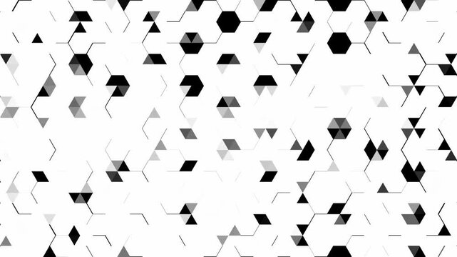 seamless loop abstract hexagon and triangle network animation with smooth brightness waves, digital technology and data flow background