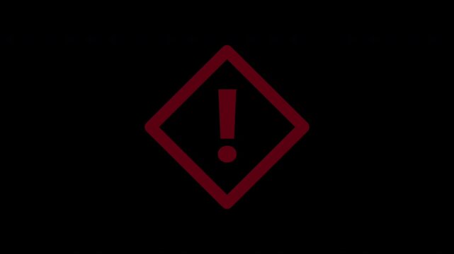 Red and white exclamation point within a red diamond warning symbol.