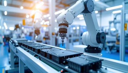 Robotic Arm in Factory.