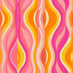 Playful seamless pattern with colorful abstract shapes and smiley faces. Groovy, vibrant, and cheerful design perfect for textiles, wallpapers, branding, and kids' products.