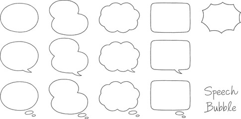 手描き風のフレーム・吹き出しセット（内側が白背景）