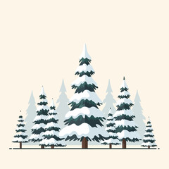 Fototapeta premium Winter Forest Landscape with Snow-Covered Pine Trees