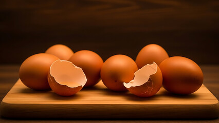 Egg on Wooden Board