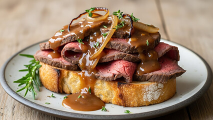 Steak Sandwich with Glaze and Onion