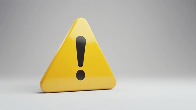 3D warning triangle icon representing alerts, risks, safety notices, and caution messages.