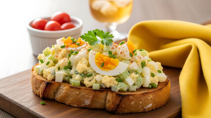 Egg Salad on Toast with Celery Cucumber Garnish
