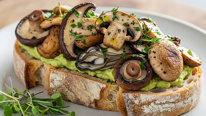 Mushroom Toast with Avocado Mash