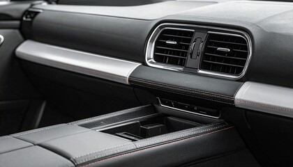 Luxury Car Interior Featuring Air Vent and Storage Compartment in Modern Design