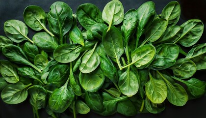 fresh green spinach leaves vibrant green spinach leaves a culinary and nutritional powerhouse elegantly arranged in a visually appealing composition representing freshness and healthy eating