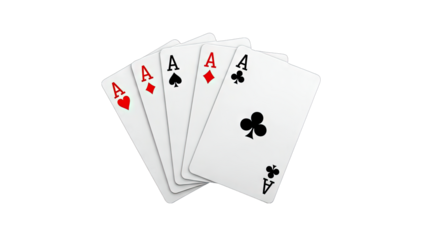 Poker Hand: Aces in a Row on White Background