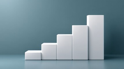 Minimalist White Bar Graph on a Soft Blue Background Illustrating Growth and Progress in Data Visualization and Business Concepts