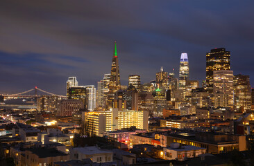 San Francisco City Skyline at Dusk, California