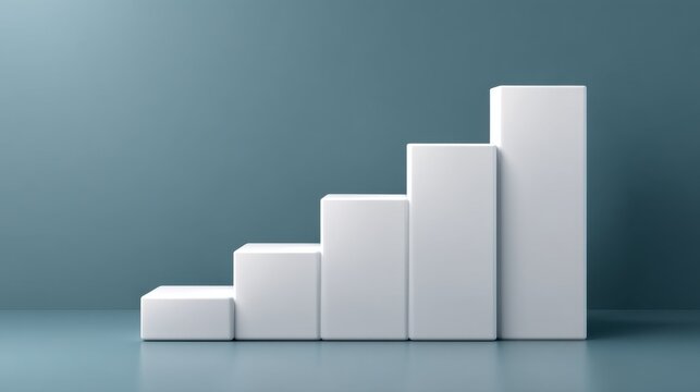 Minimalist White Bar Graph on a Soft Blue Background Illustrating Growth and Progress in Data Visualization and Business Concepts - Powered by Adobe