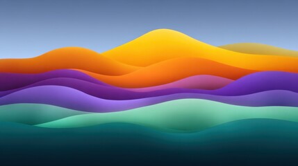 Fototapeta premium Colorful Waves of Abstract Landscape with Smooth Curves in Vibrant Colors and Soft Transitioning Hues Ideal for Modern Art and Background Use