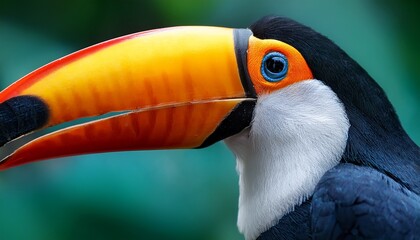 vibrant toucan with a colorful beak showcasing its unique features in a playful design