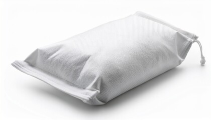white woven polypropylene sack or bag for flour sugar or agricultural products isolated on white background