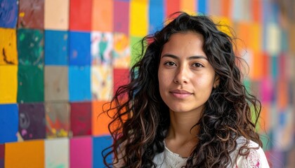 Woman with Colorful Wall.