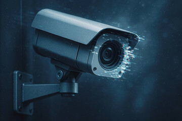 Digital surveillance camera with glitch effect
